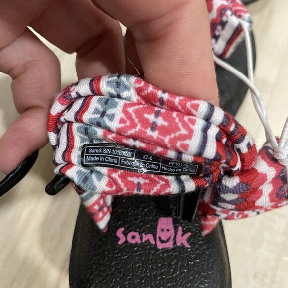 Sanuk Yoga Sling Kids' Raspberry‎ Lanai Burst Prints Sandals 7-8M - Picture 2 of 4